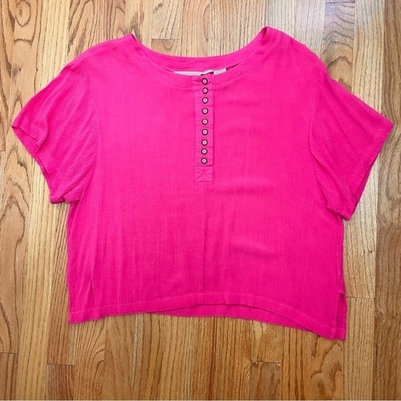 Vintage 80s 90s magenta pink oversized boxy relaxed fit short sleeve blouse top - Picture 14 of 16